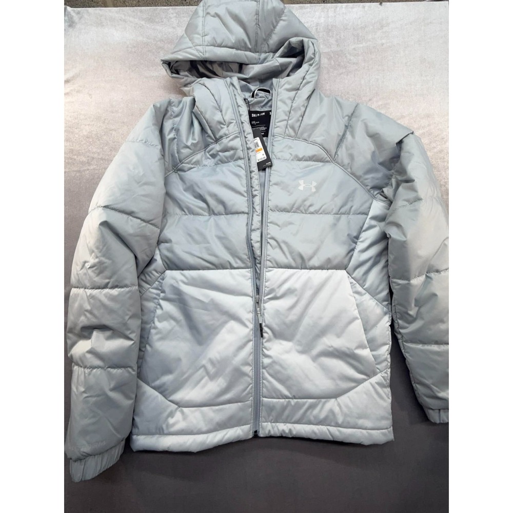 NWT Under Armour Storm Puffer Jacket Gray Silver Size Small HAS TEAR